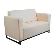 Sofa Kansas, on a metal frame, upholstery - leather Lux White